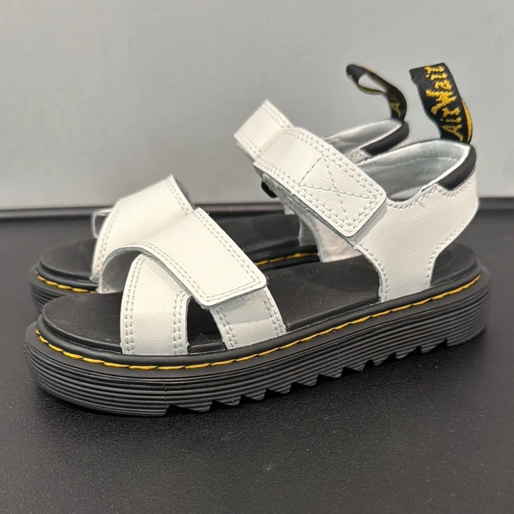 Dr. Martens Vossie Kids White T Lamper Leather Sandals Size 1 New